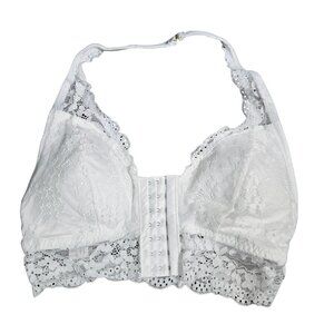 NIP | RoseSeek White Floral Lace Bralette | Front-Hook Closure | 0XL